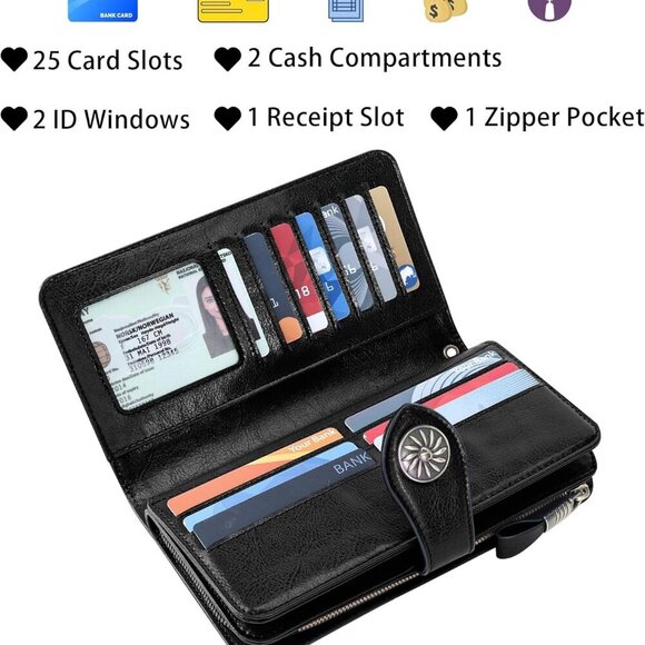 Elegant Black Leather Wristlet - Picture 3 of 6